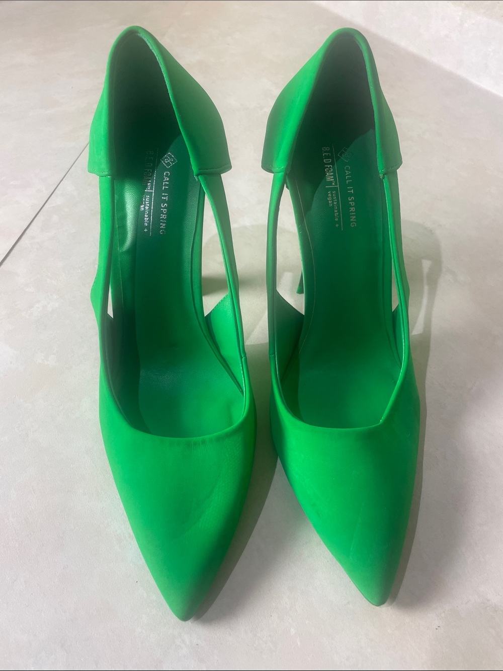 Call It Spring Neon Green Pointed D'Orsay Pumps Size 9